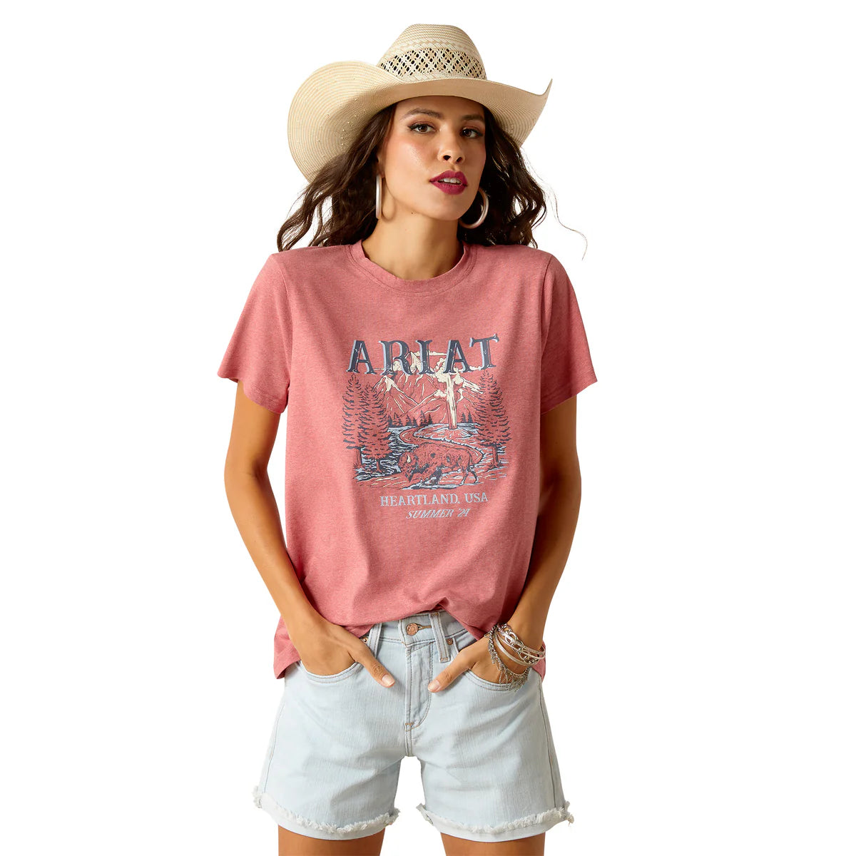 Ariat Ladies Souvenir Tee Shirt - Garnet Heather - 10051295