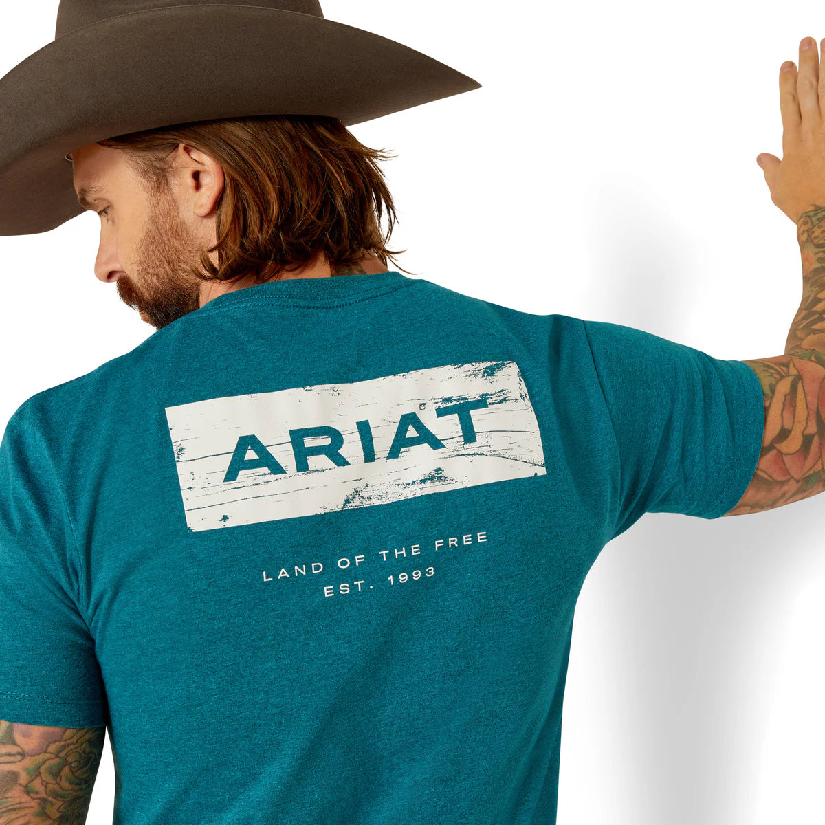 Ariat Mens Stacks S/S Tee - Cyan Black Heather - 10052036