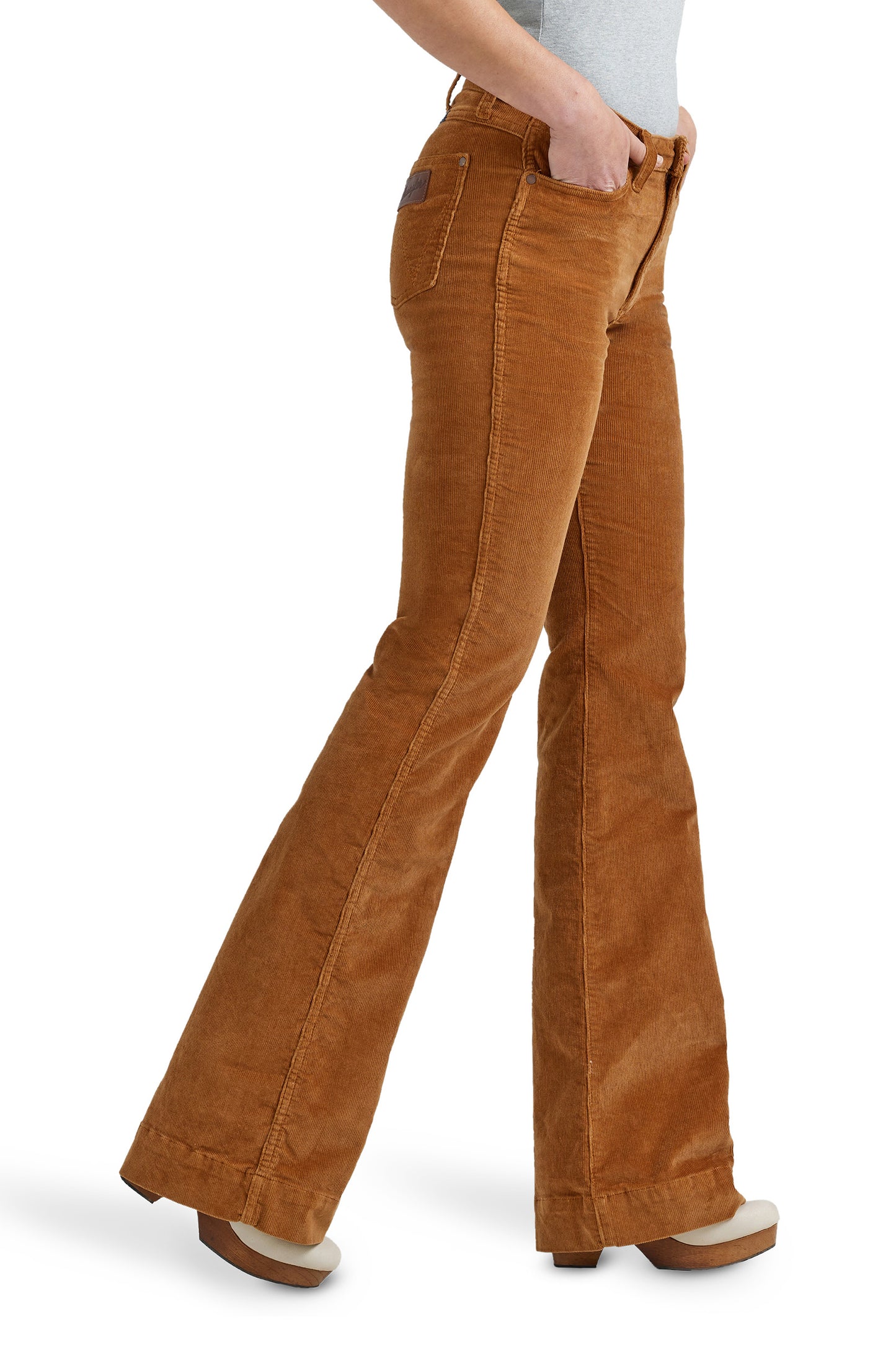 Wrangler USA Ladies Retro Bailey Corduroy High Rise Trouser Jean -  Brown - 34" Leg - 112352983