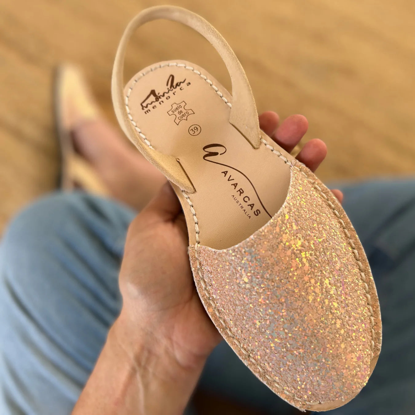 Avarcas Ladies Peach Quartz Glitter Shoe - Peach Quartz Glitter