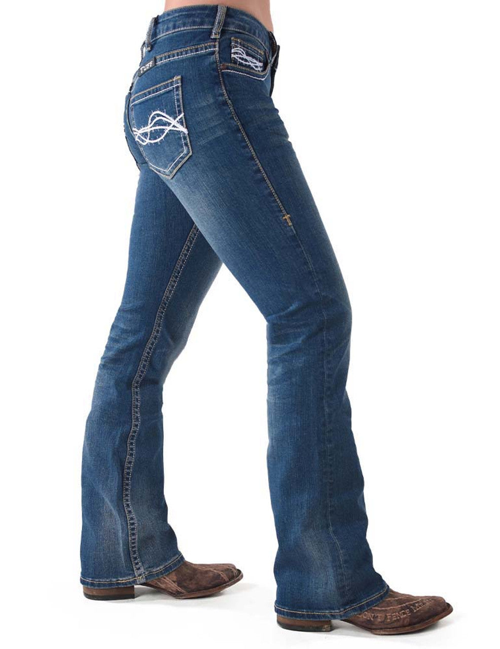 Cowgirl Tuff Ladies Don't Fence Me In - Medium Wash Jeans