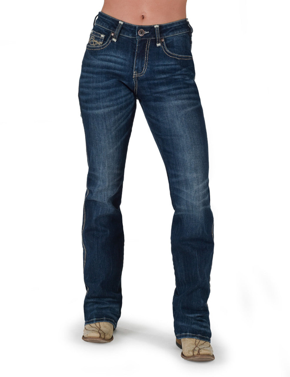 Cowgirl Tuff Epic Mid Rise Bootcut Jean - Dark Wash