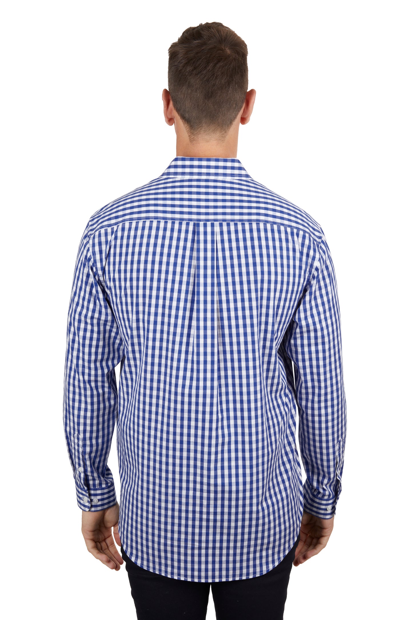 Hard Slog Mens Denny Half Placket L/S Shirt - Blue/White - H4S1101054