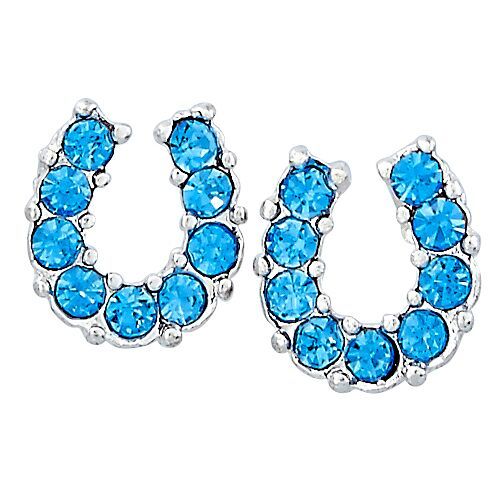 Brigalow Blue Rhinestone Horseshoe Earrings - JE898BL