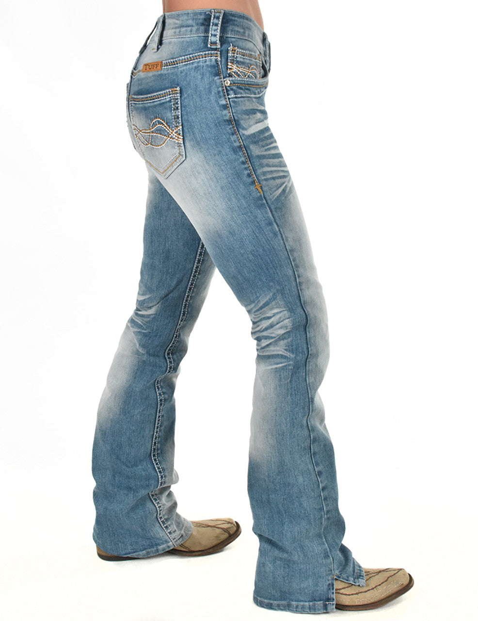 Cowgirl Tuff Ladies Jeans - Mid Rise - Faded DFMI