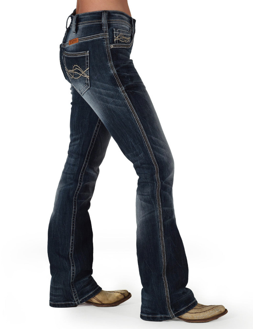 Cowgirl Tuff Ladies Dark Faded DFMI Jeans - Medium Wash