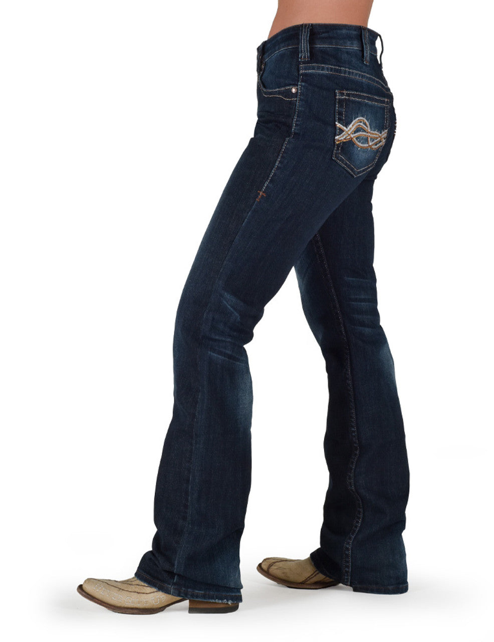 Cowgirl Tuff Laredo Natural Waist Bootcut Jean - Dark Wash - Laredo