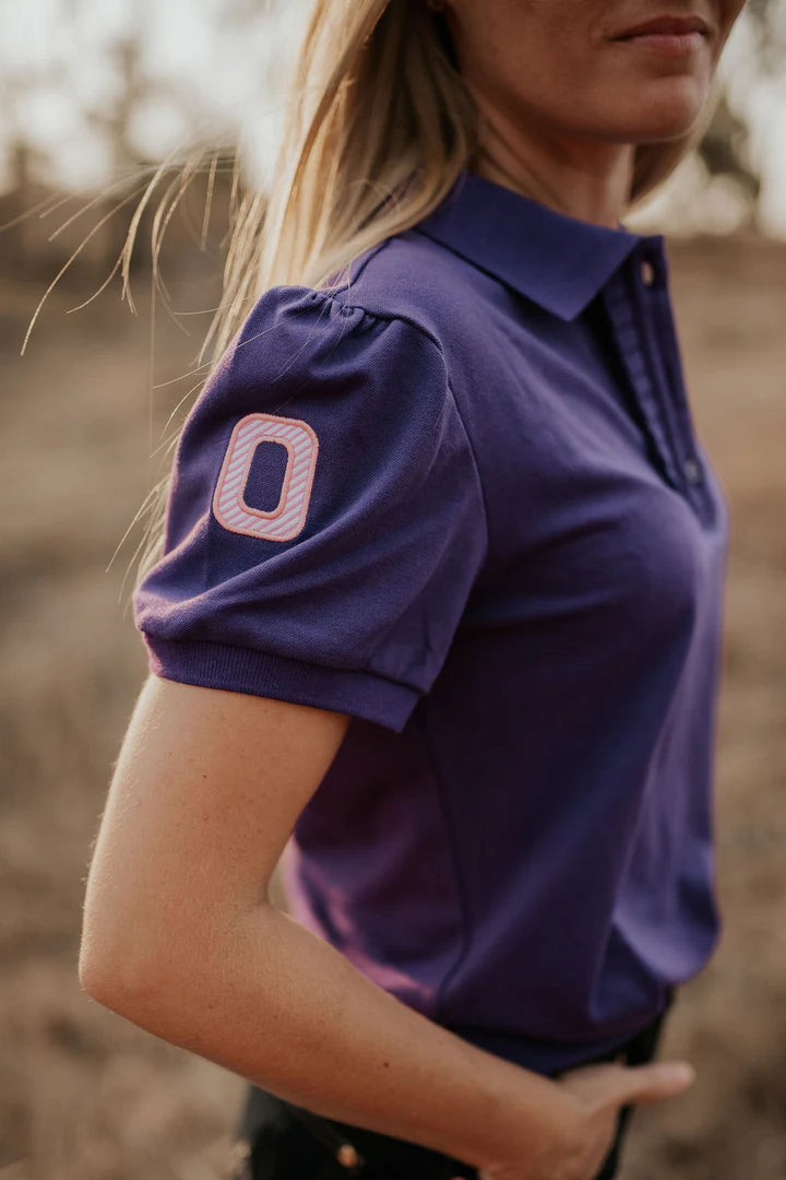 WC Jodi Miss Purple Relaxed Fitted Polo with Band Collar