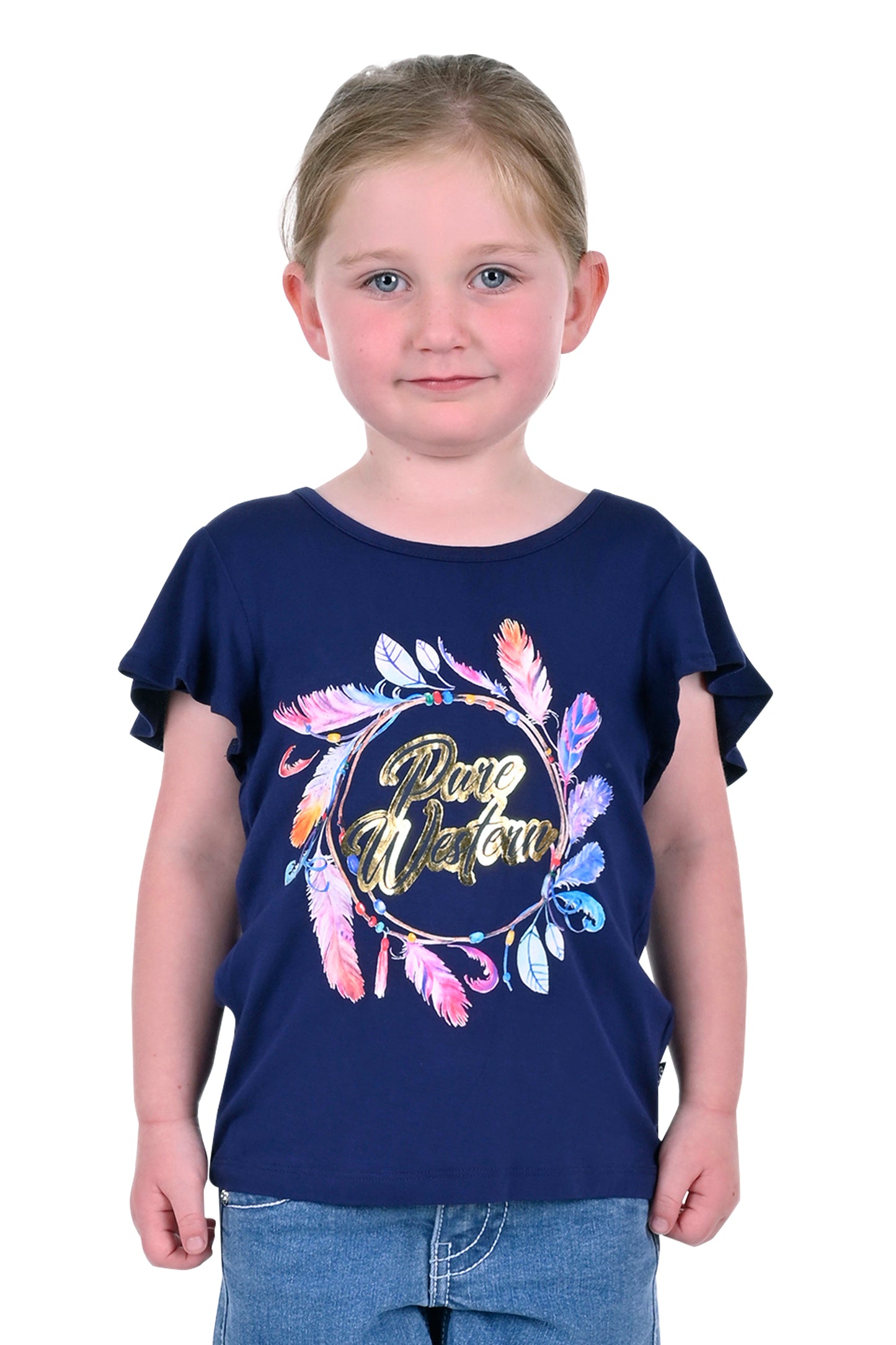 Pure Western Girls Dylan Short Sleeve Tee - Navy - P3S5577687