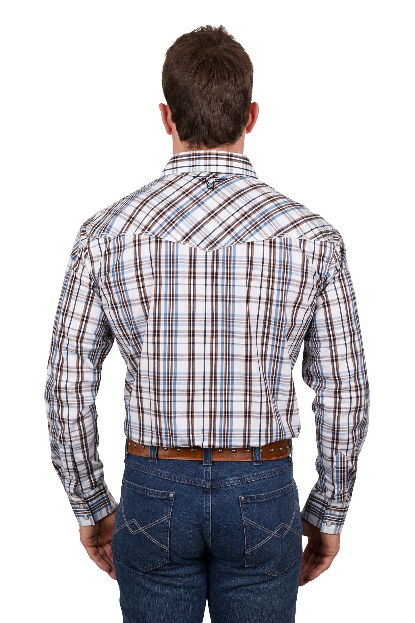 Pure Western Mens Evan Check  Western L/S Shirt - White/Tan - P4S1100952