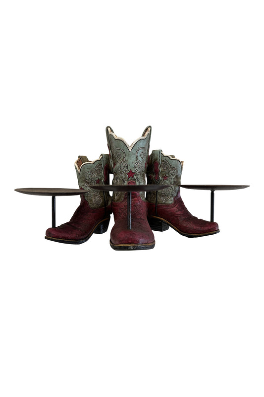 Pure Western Boot Triple Candle Holder - P4S1907GFT