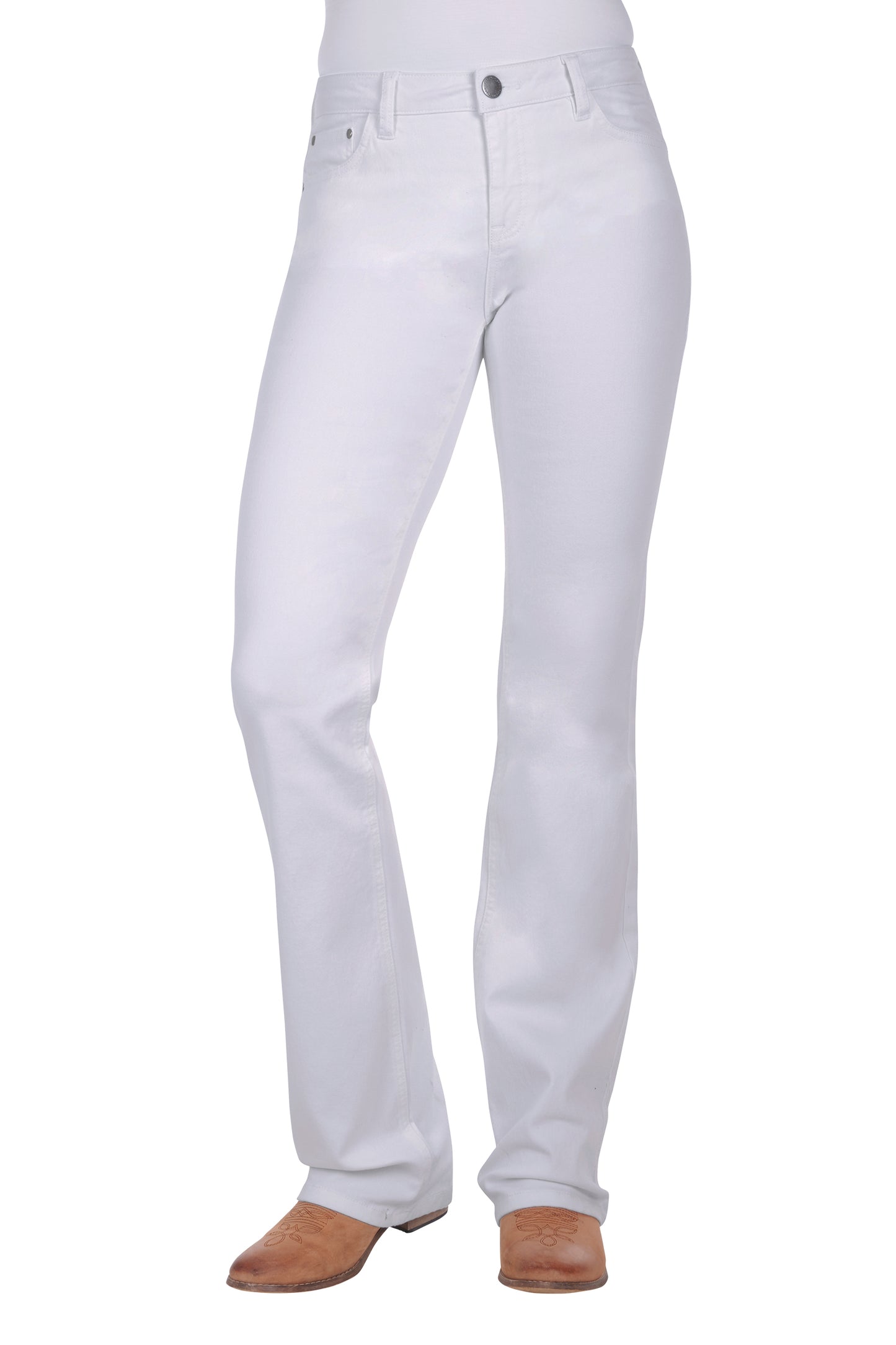 Pure Western Ladies White Riding Bootcut Jean - PCP2203014