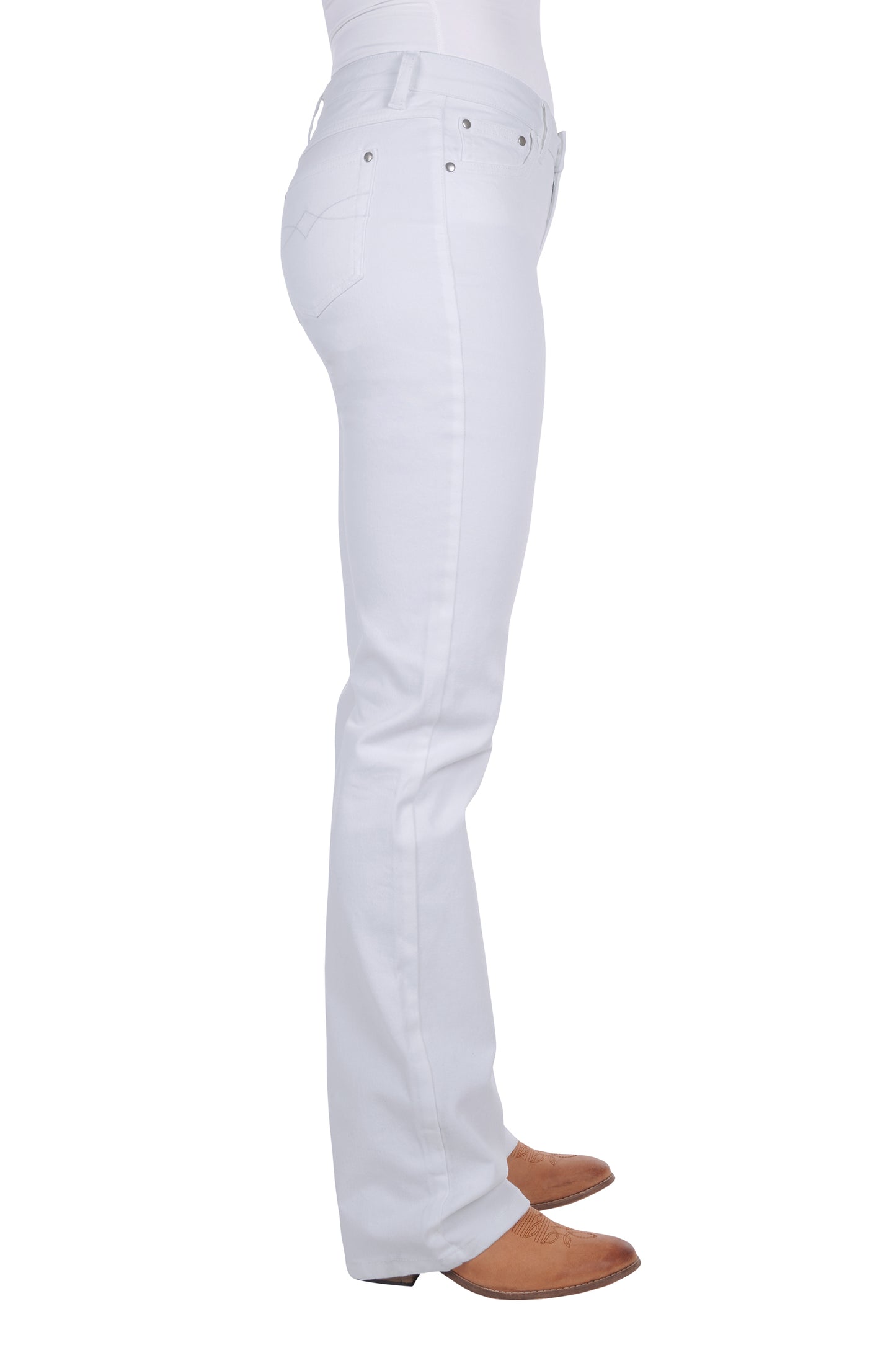 Pure Western Ladies White Riding Bootcut Jean - PCP2203014