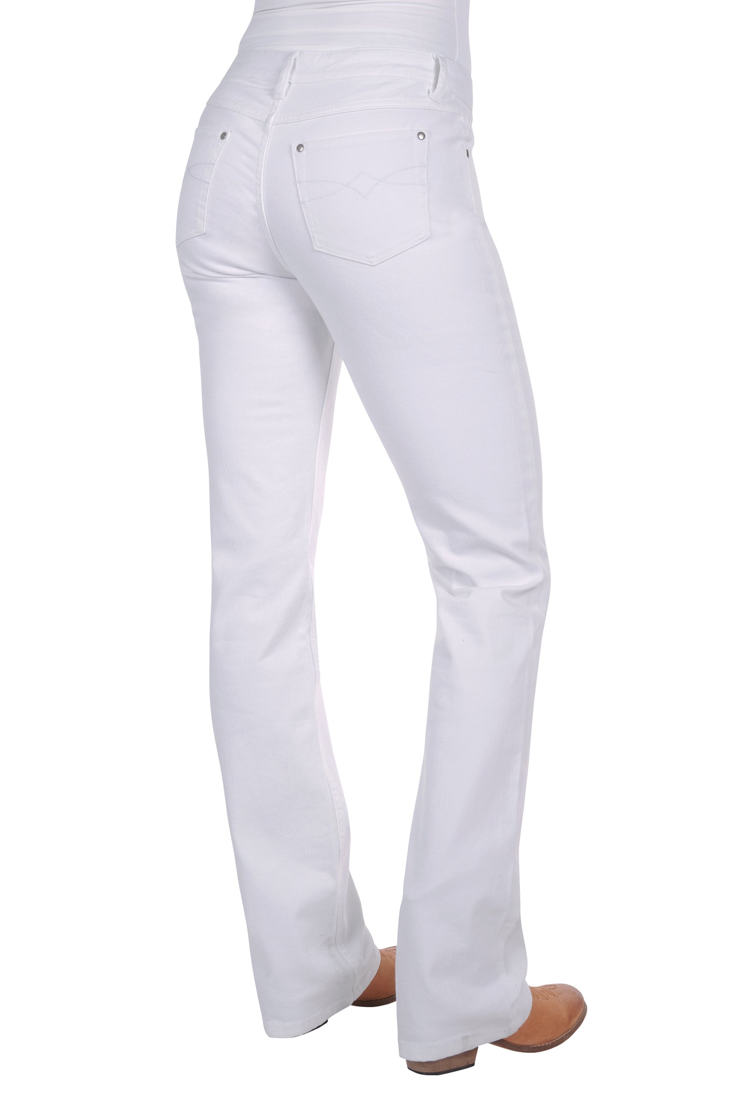 Pure Western Ladies White Riding Bootcut Jean - PCP2203014