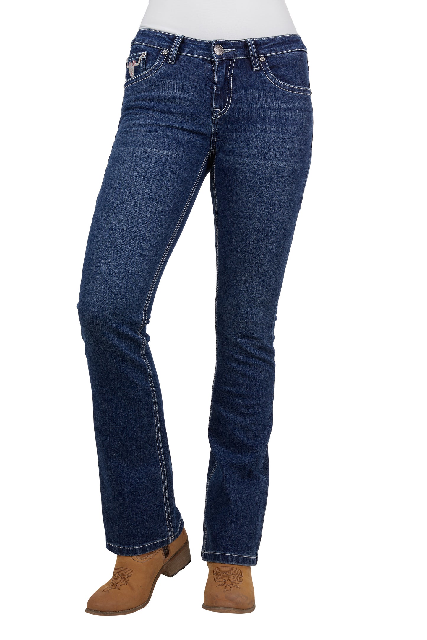 Pure Western Ladies Ava Boot Cut Jean 32" Leg - Indigo - PCP2208847