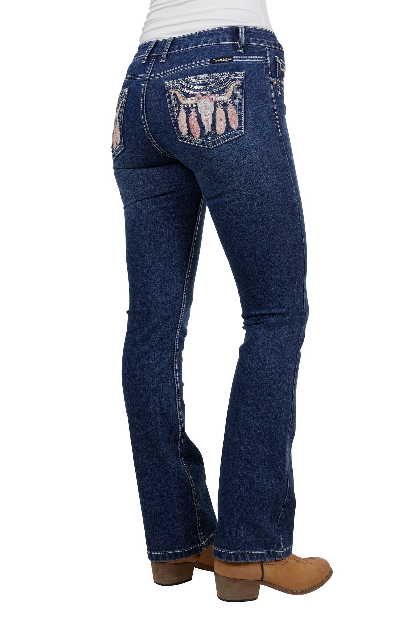 Pure Western Ladies Ava Boot Cut Jean 32" Leg - Indigo - PCP2208847