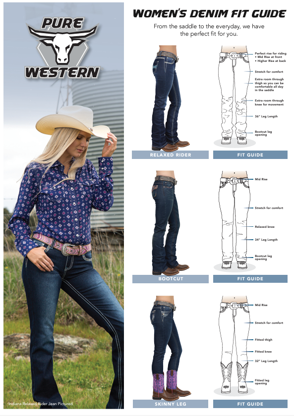 Pure Western Ladies Riding Boot Cut Jean - 36" leg