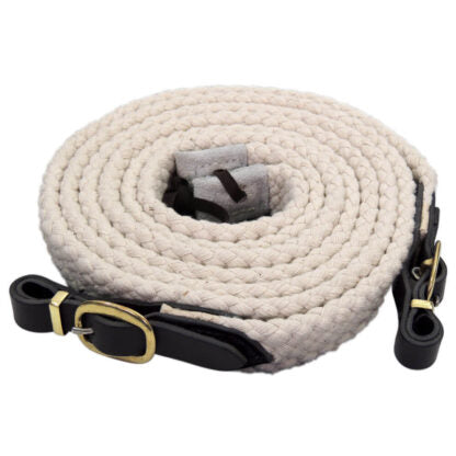 Toowoomba Saddlery Australian Made Supa-soft Cotton Reins - White - REINSWEB1