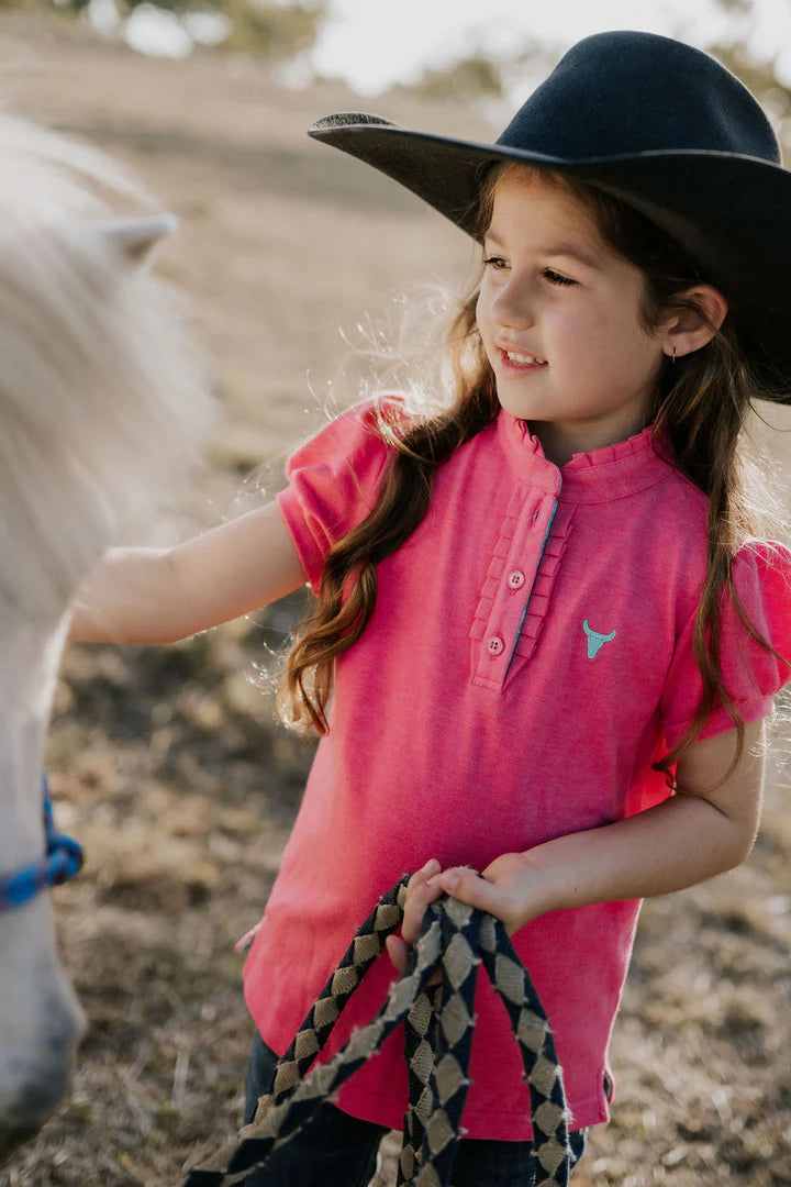 Little Windmill Bree Jnr Ruffle Polo - Pink