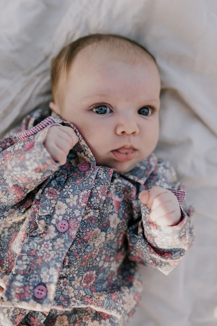 Little Windmill Montana Baby L/S Western Romper - Dusty Floral