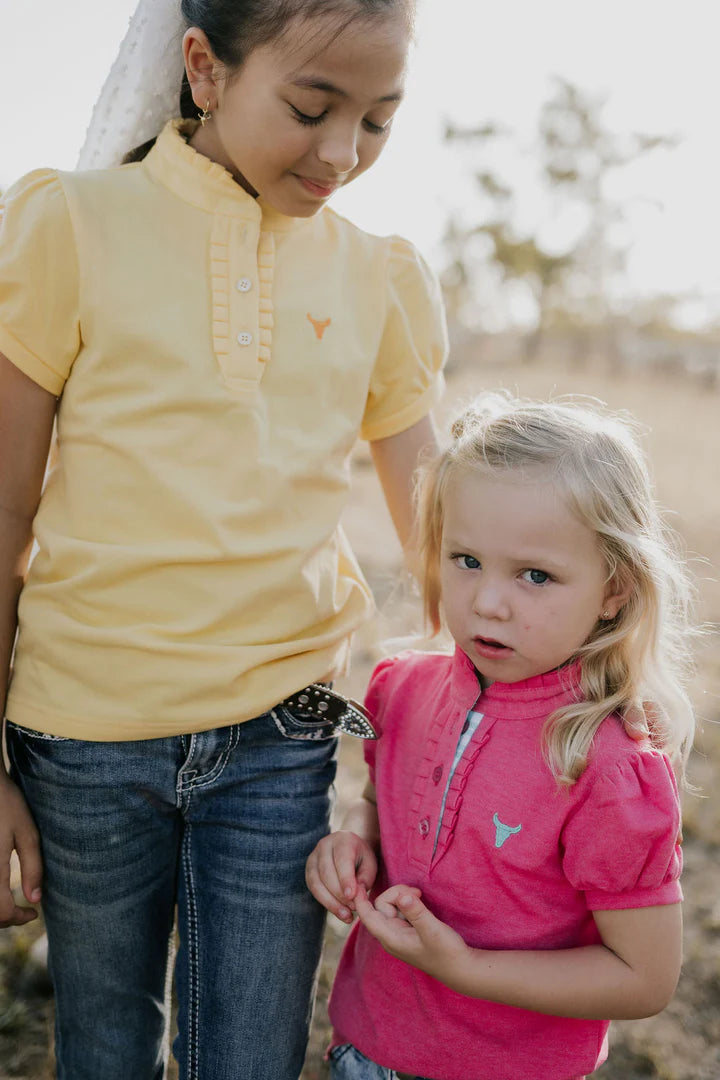 Little Windmill Kia Jnr Ruffle Polo - Butter Yellow