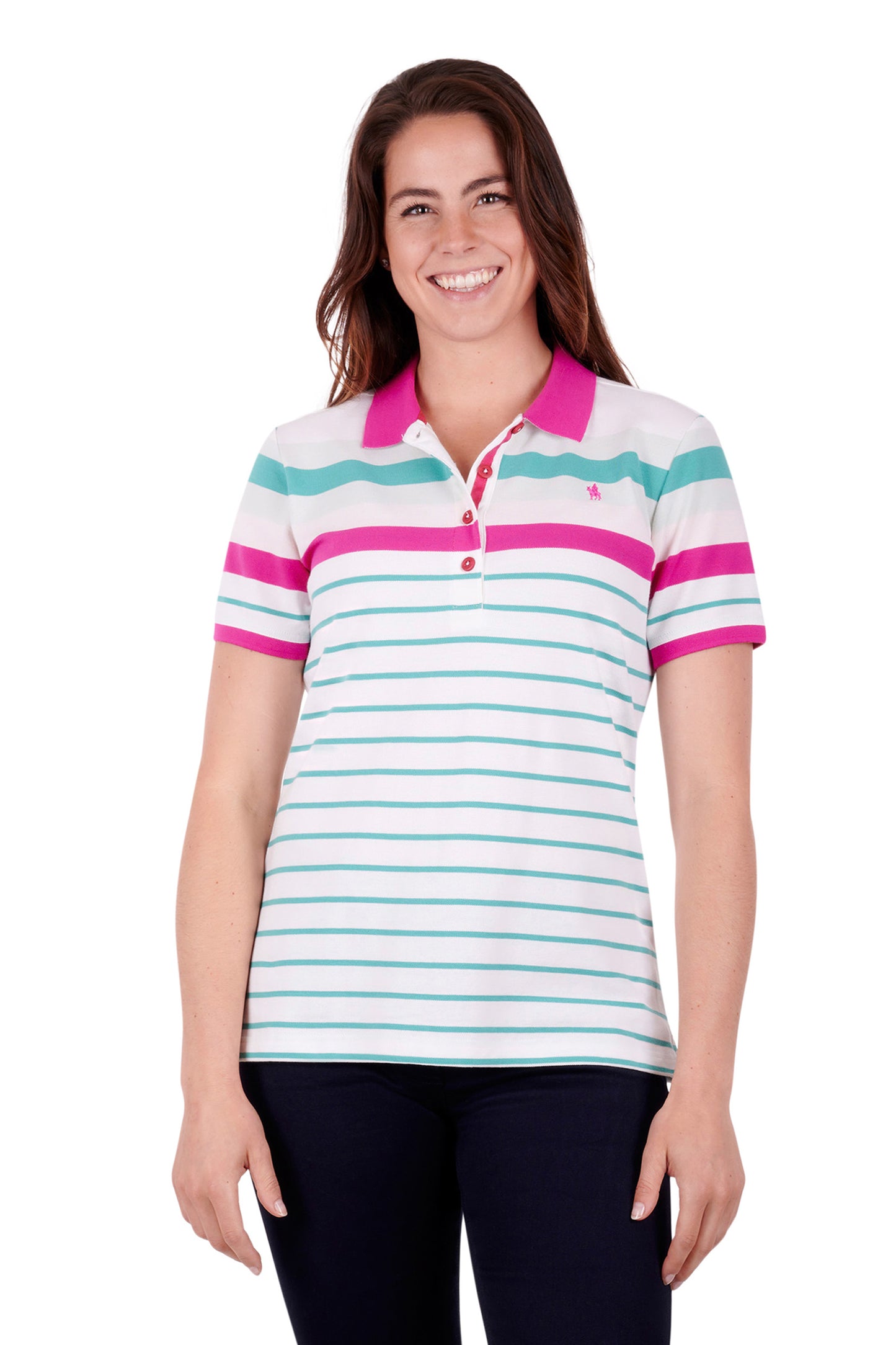 Thomas Cook Ladies Ella Short Sleeve Polo - White/Berry - T3S2512086