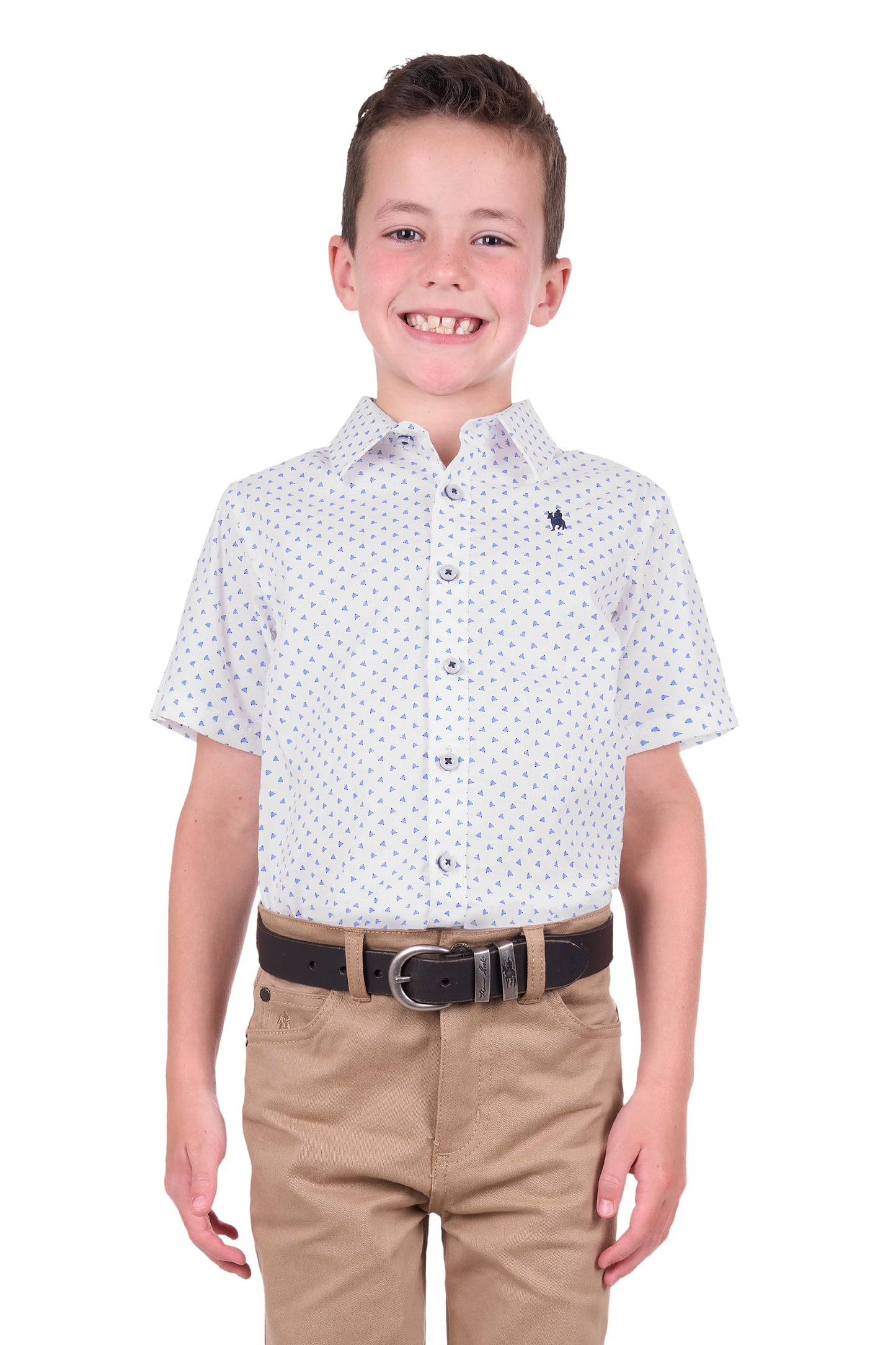 Thomas Cook Boys Jude Print S/S Shirt - White/Royal - T4S3138048