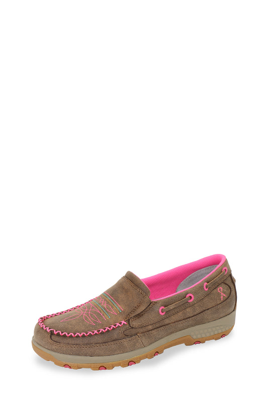 Twisted X Ladies Pink Stitch Cellstretch Mocs Slip On - Bomber/Blue/Pink - TCWXC0055