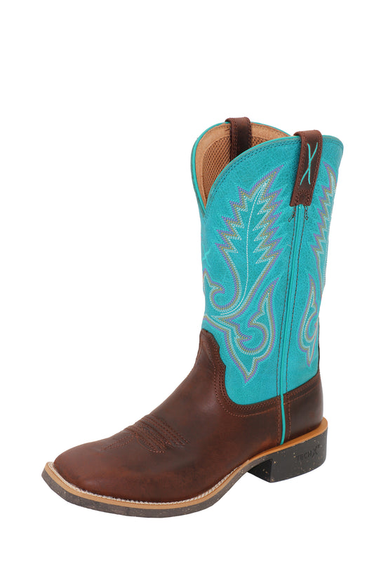 Twisted X Ladies 11" Tech X ®2 Boot - Chocolate Truffle/Ocean Blue - TCWXTR008