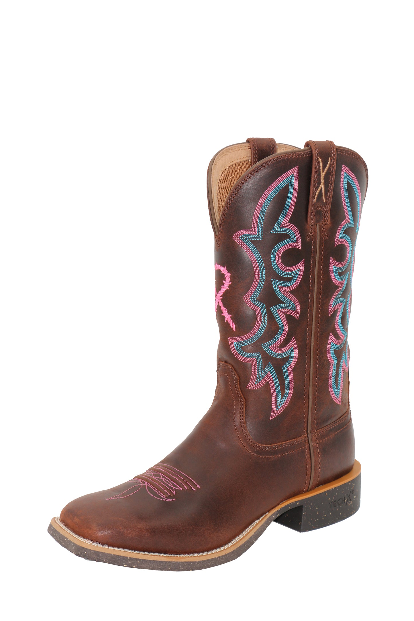 Twisted X Ladies 11" Tech X ®2 Boot - Chocolate Truffle/Pink/Blue - TCWXTR010