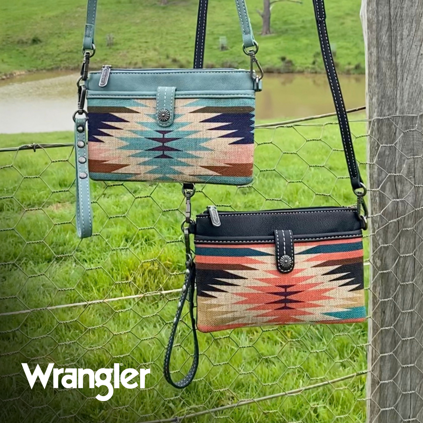 Wrangler Aztec Clutch Bag - Blue/Multi - X4S2977BAG