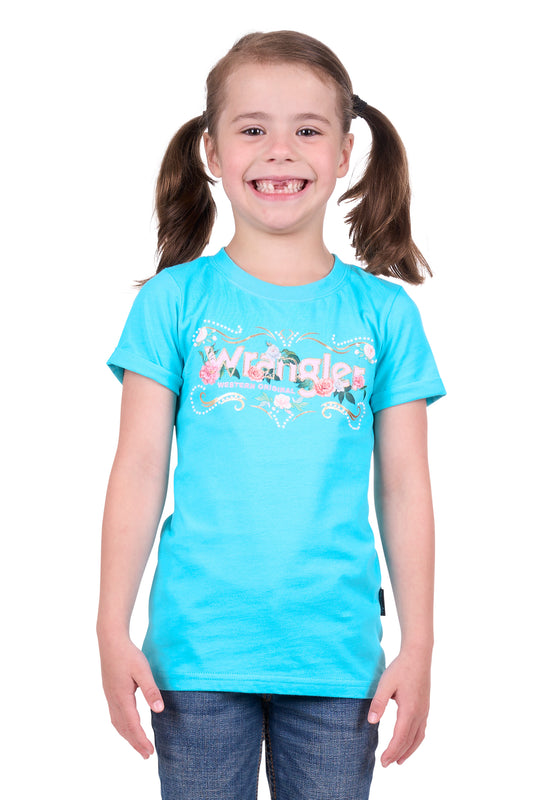 Wrangler Girls Pippa Short Sleeve Tee - Aqua - X4S5598202