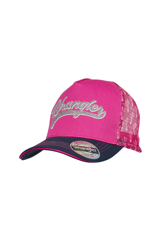 Wrangler Kids Luna High Profile Ponytail Trucker Cap - Pink/Navy - X4S5915CAP