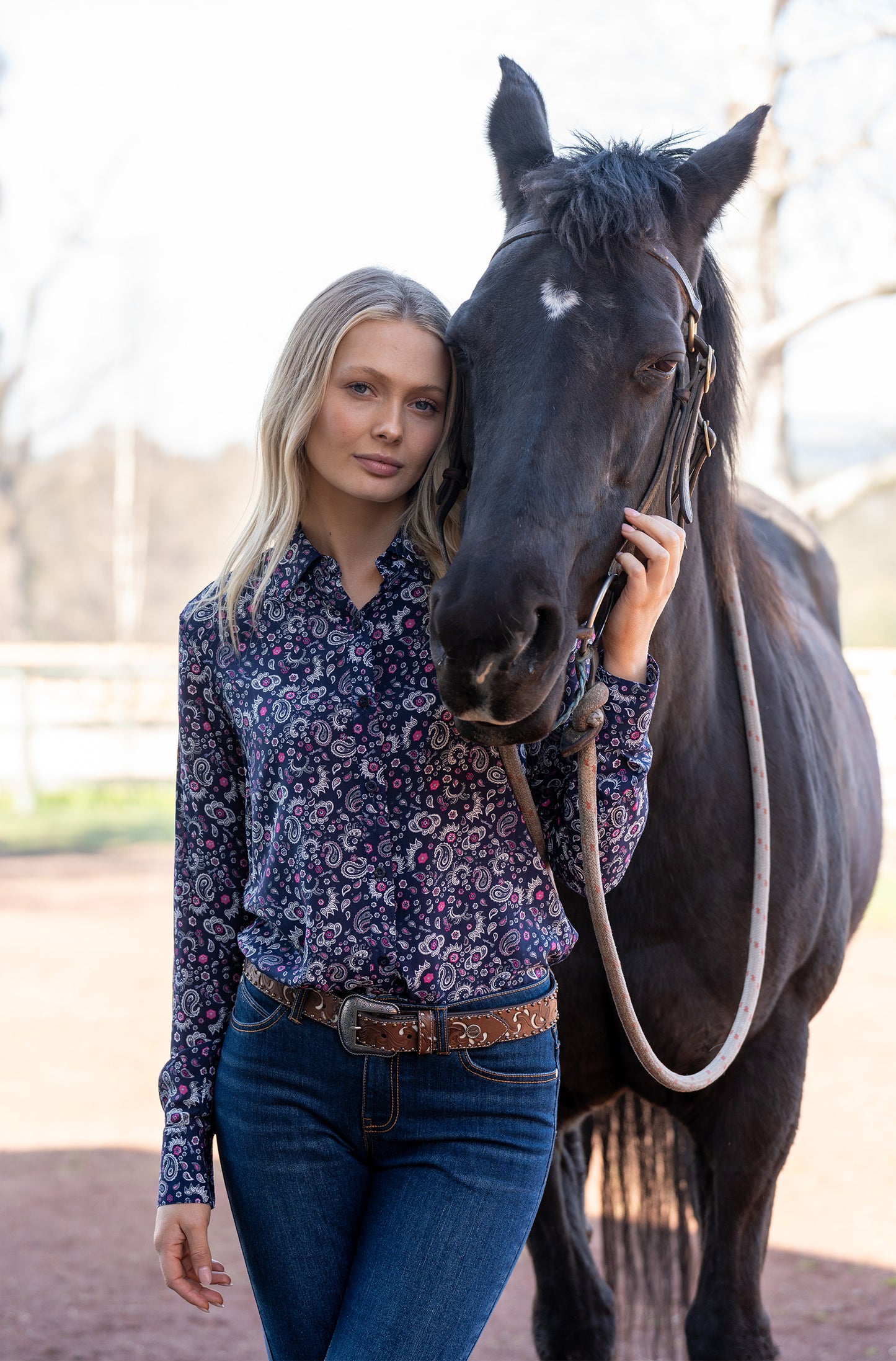 Wrangler Ladies Beth L/S Shirt - Navy - X4W2126058