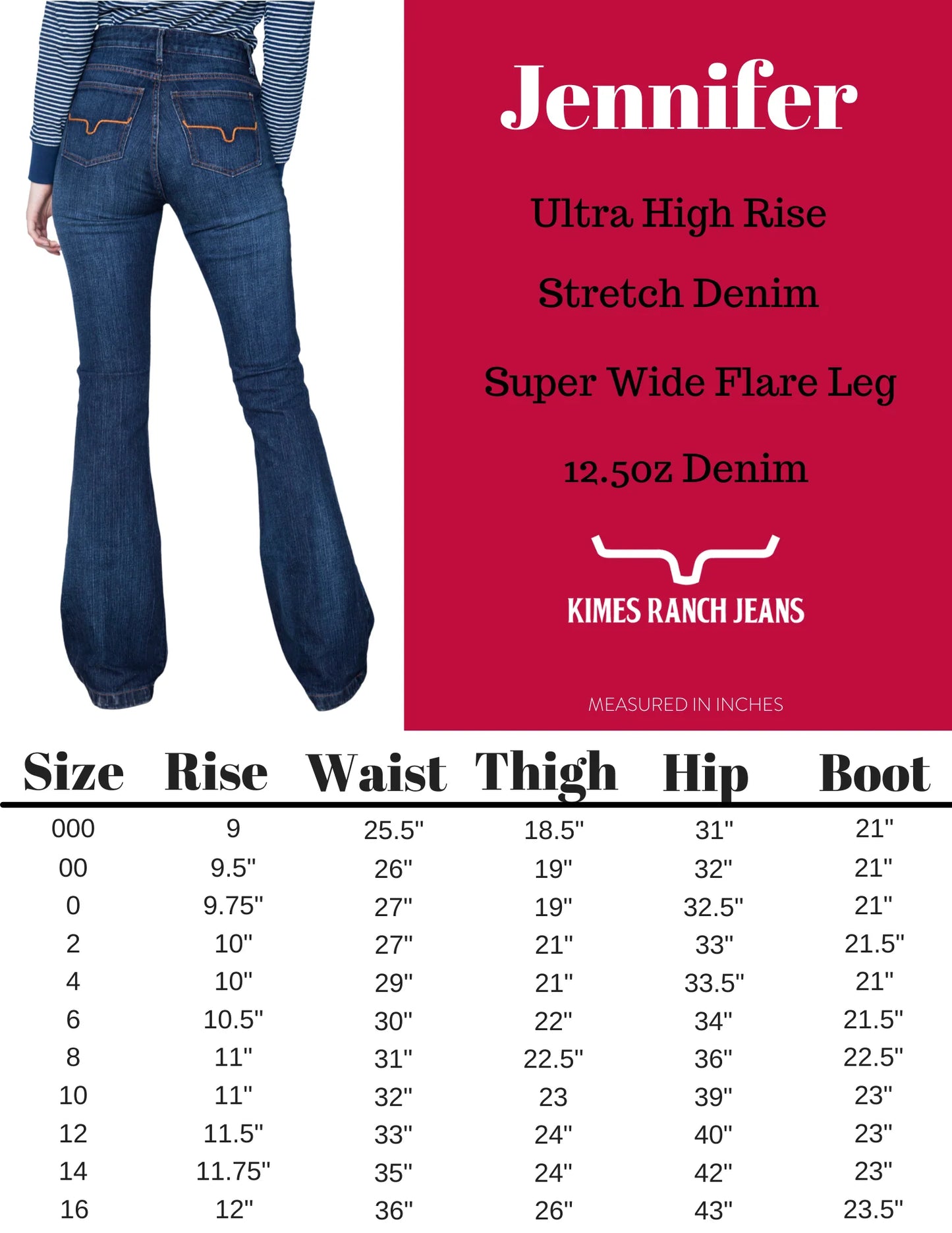 Kimes Ranch USA Ladies Jennifer Jeans - 30", 32", 34" and 36" Leg - Mid Wash