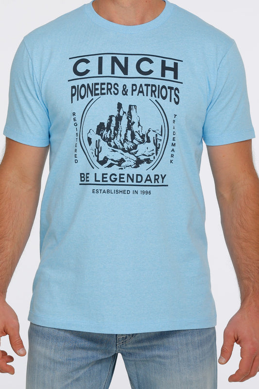 Cinch Mens Pioneers and Parrots Tee - Sky Blue - MTT1690492