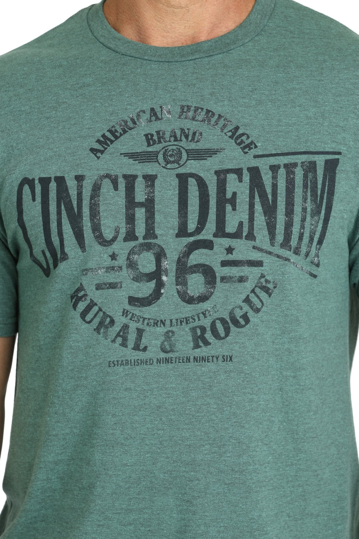 Cinch Mens Denim Western Tee - Green - MTT1690620