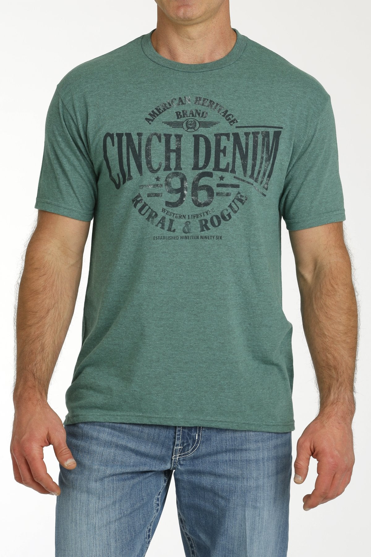 Cinch Mens Denim Western Tee - Green - MTT1690620