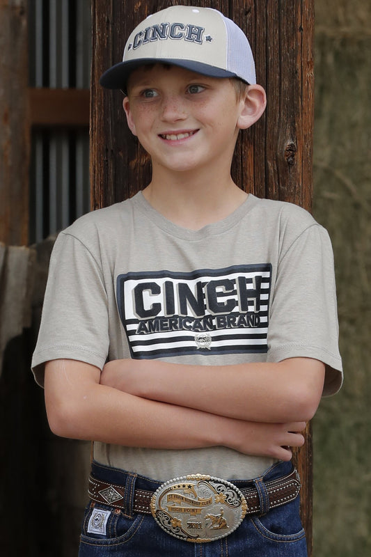 Cinch Boys American Brand Tee - Khaki - MTT7670147