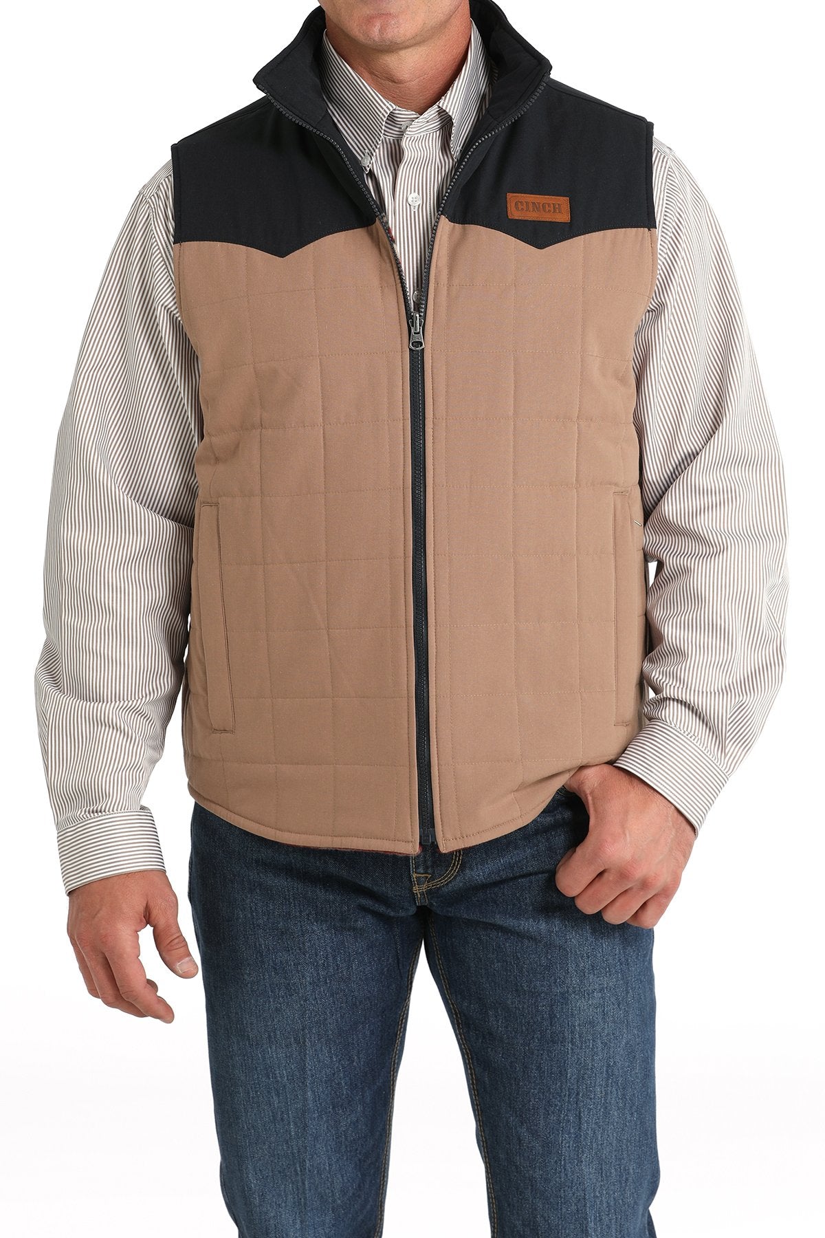 Cinch Mens Reversible Quilted Vest - Khaki/Navy - MWV1576004