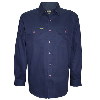 Hardslog Mens Full Placket Light Cotton Dark Navy Work Shirt