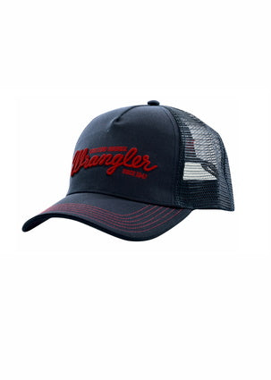 Wrangler Mens Logo Trucker Cap- Navy