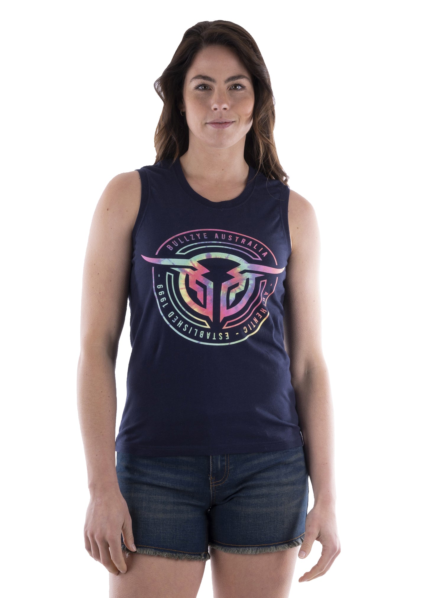 Bullzye Ladies Tripped Tank - Navy - B2S2501215