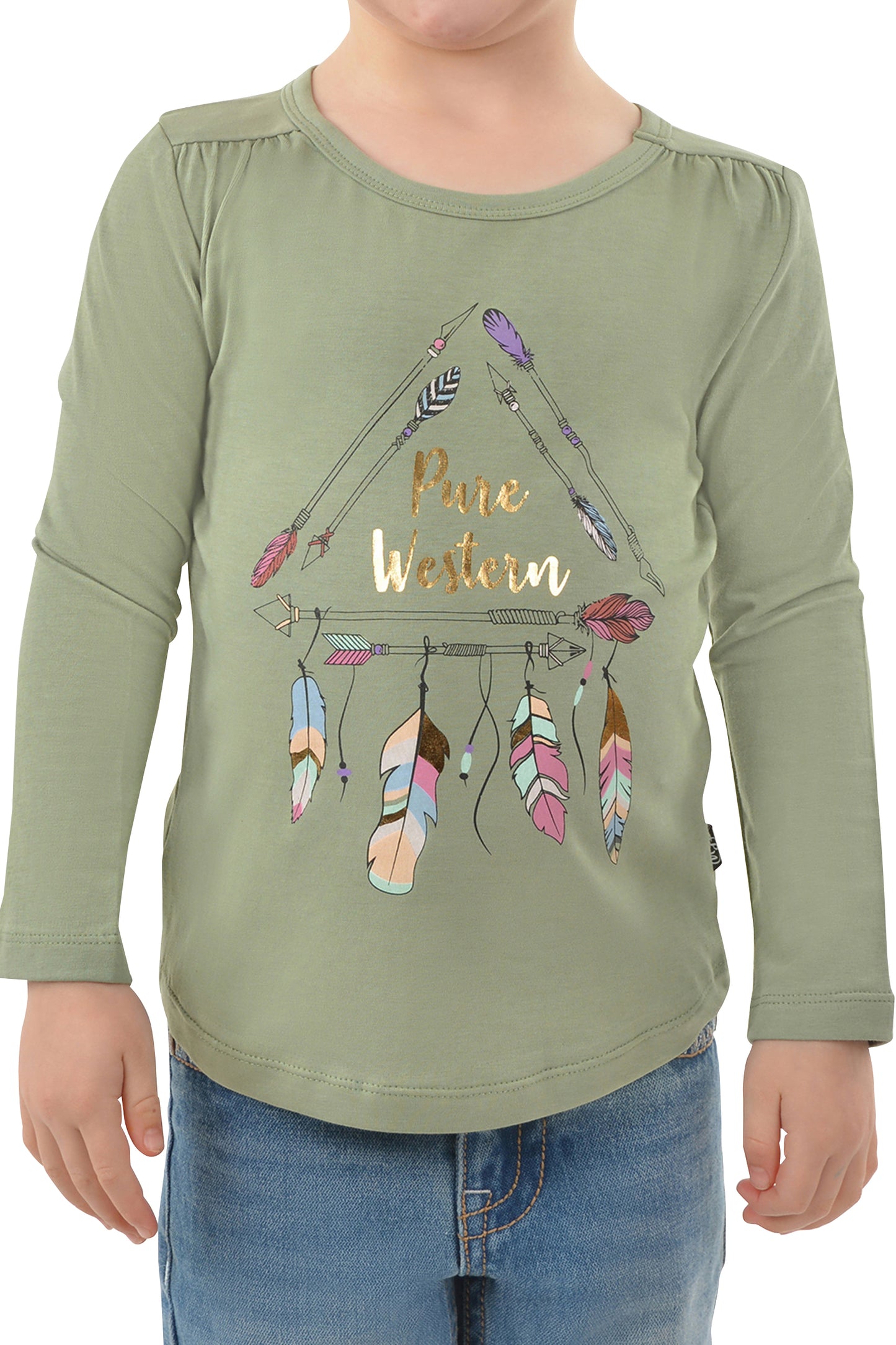 Pure Western Girls Spike L/S Tee - Moss - P3W5525738