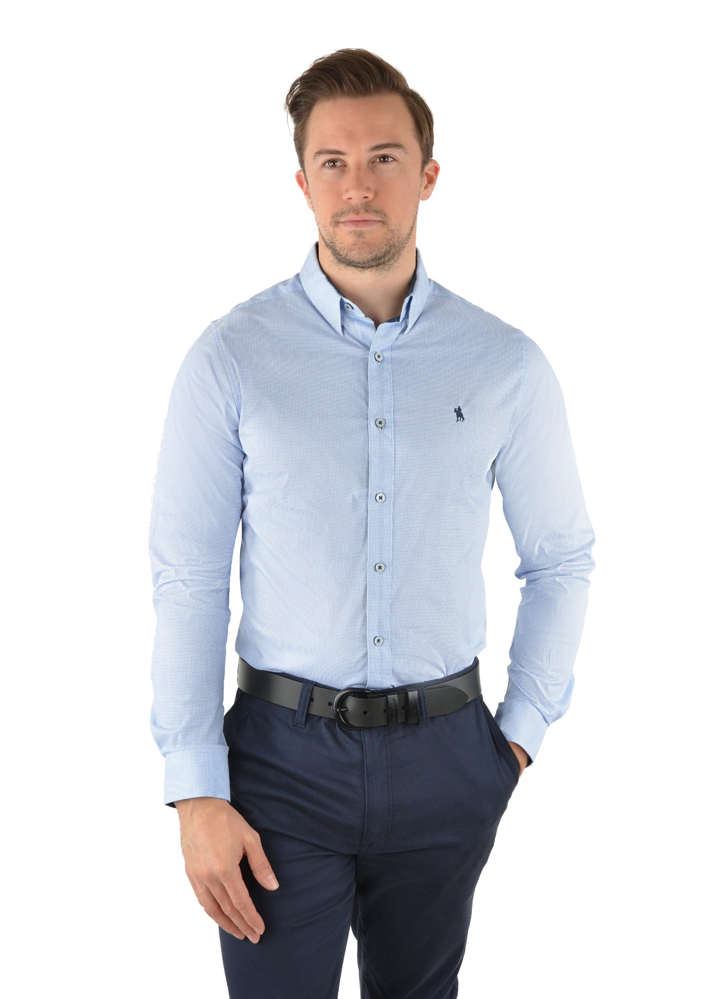 Thomas Cook Mens William Print Tailored L/S Shirt - Blue/White - T3W1120030