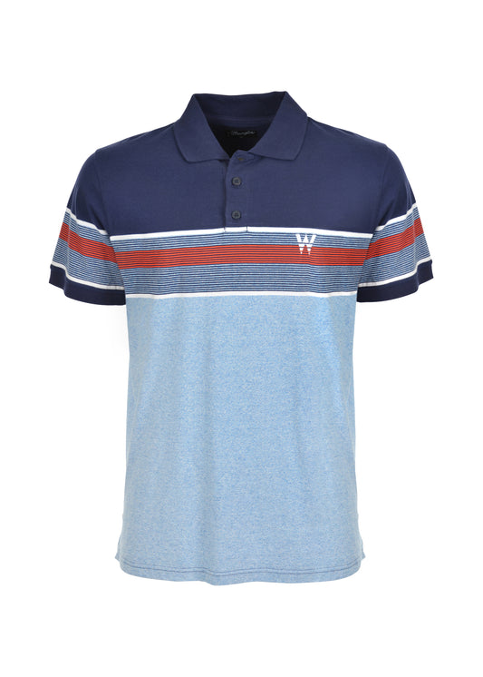 Wrangler Mens Terrace S/S Polo - Blue Marle