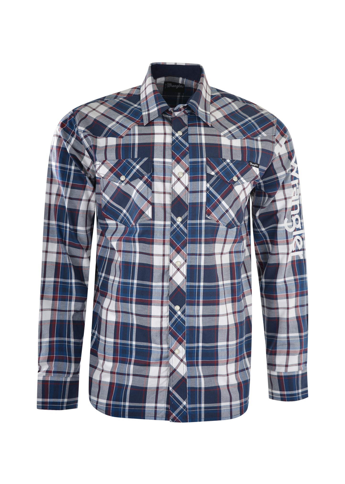 Wrangler Mens Powell Check L/S Shirt - Navy