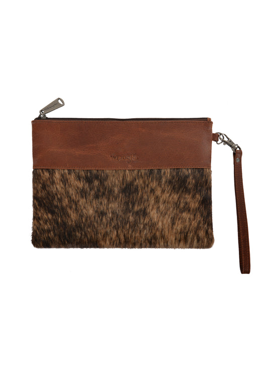 Wrangler Ladies Cowhide Clutch - Light Brown