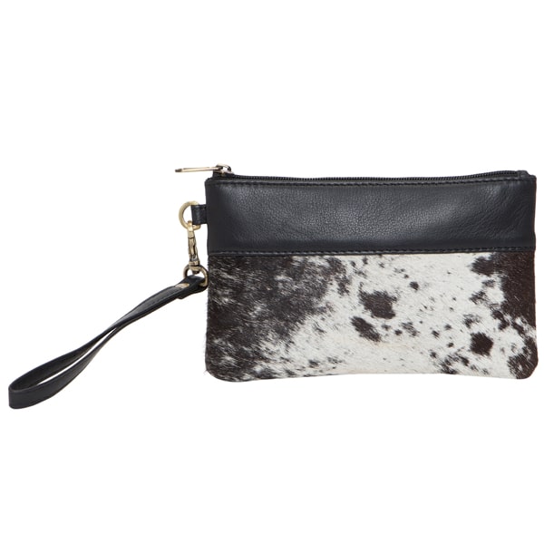 The Design Edge Wales Jersey Hairon and Black Leather Clutch